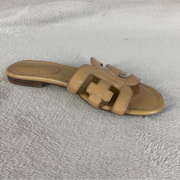 Sam Edelman Bay Womens Slide Sandals Size 8.5 M Tan Patent Leather Flats Slip On - Picture 4 of 12